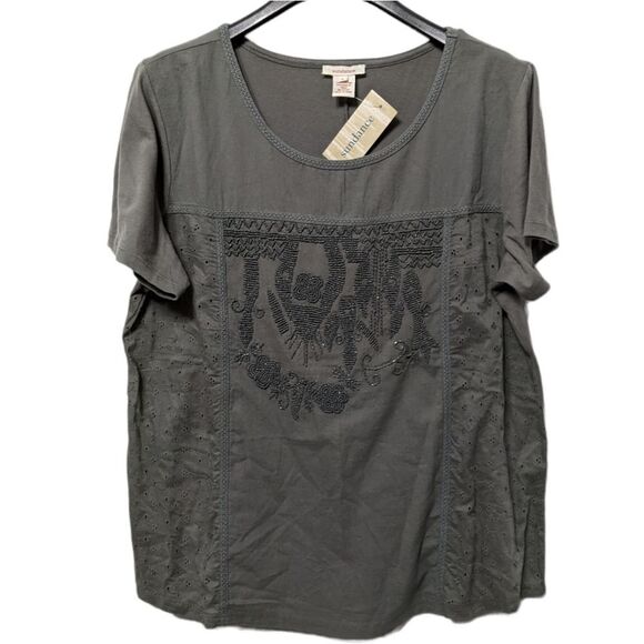 NWT SUNDANCE Livie Beaded Eyelet Short Sleeve Top L - Picture 1 of 7